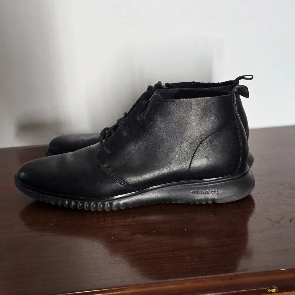 Cole Haan Zerogrand Chukka Boots Shoes Black Leather Dress C26198 - Mens Size 10